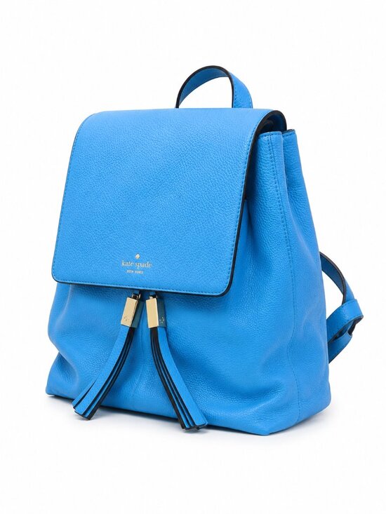 Kate Spade New York Blue Pebbled Leather Tassel Drawstring Backpack WKRU5521 main image 5